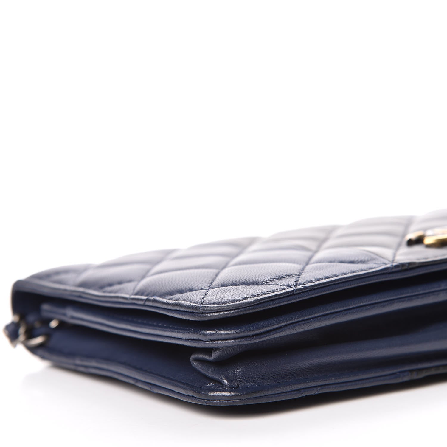 Chanel Lambskin Quilted Wallet On Chain WOC Navy Black 6 of 14
