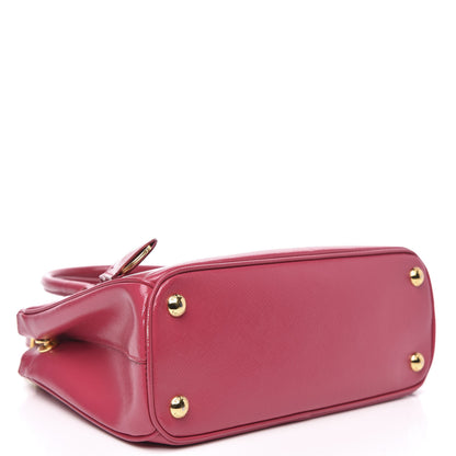 Prada Saffiano Vernice Mini Galleria Double Zip Tote Peonia 4 of 12