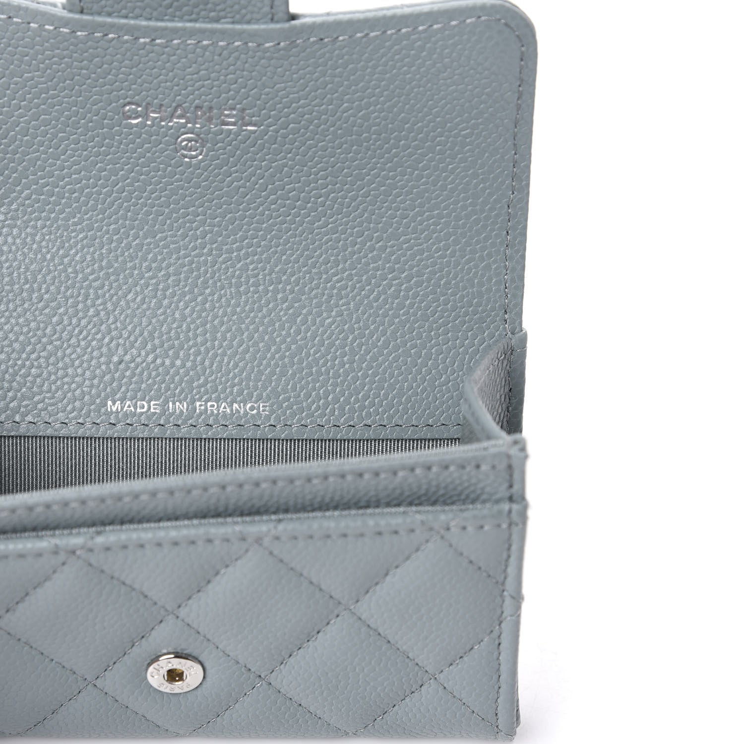 Chanel Caviar Quilted Flap Card Holder Wallet Light Blue 7 of 10