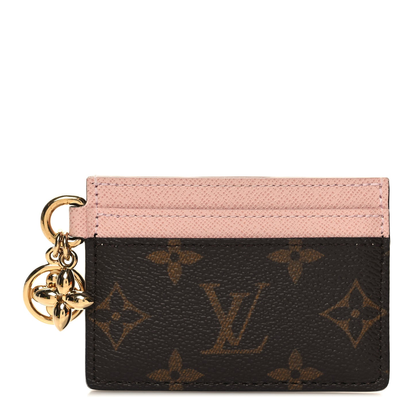 Monogram LV Charms Card Holder Rose Ballerine