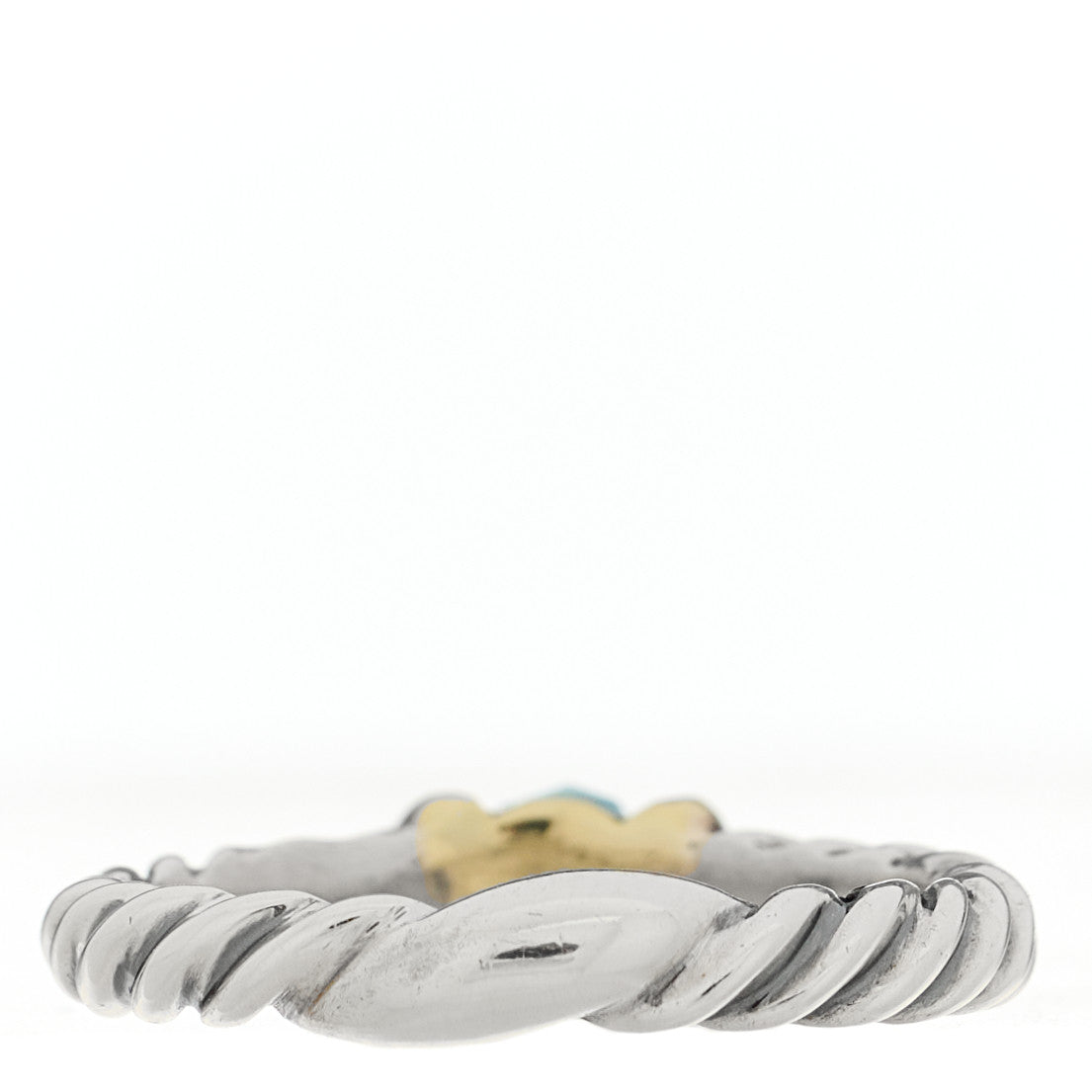 David Yurman Sterling Silver 14K Yellow Gold Blue Topaz Metro Cable Ring 52 6 3 of 4