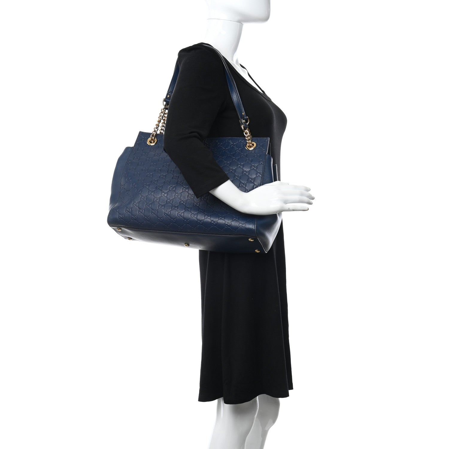Gucci Guccissima Signature Large Chain Shoulder Bag Blue 2 of 11