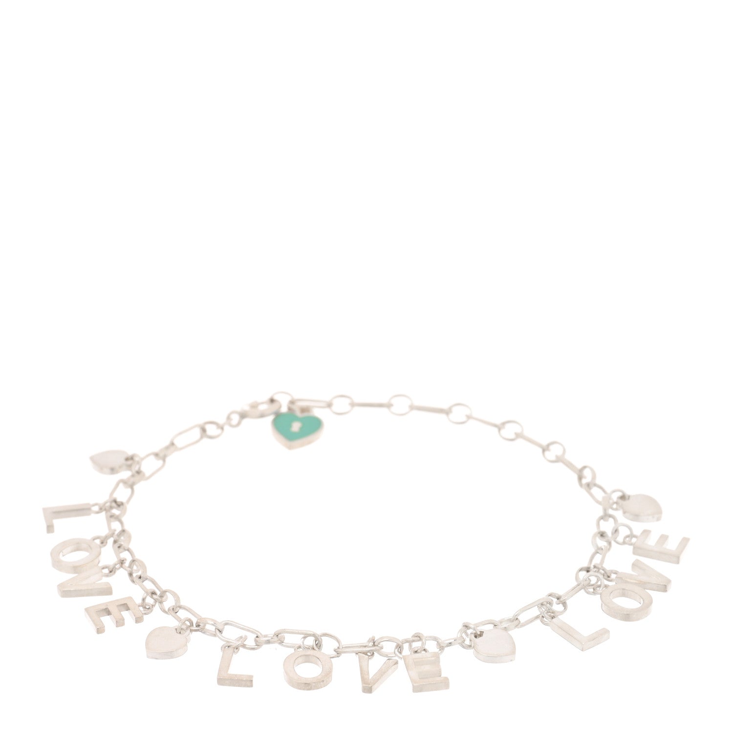 Tiffany Sterling Silver Enamel Love Charm Bracelet Blue 1 of 4