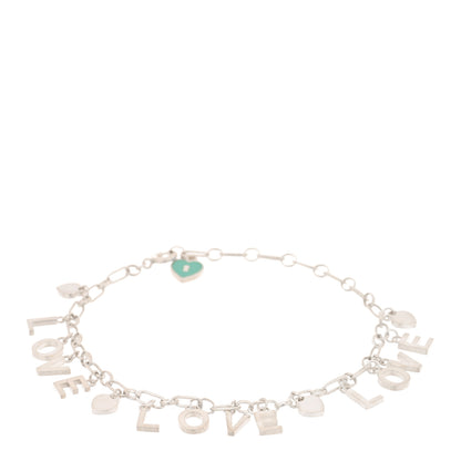 Tiffany Sterling Silver Enamel Love Charm Bracelet Blue 1 of 4