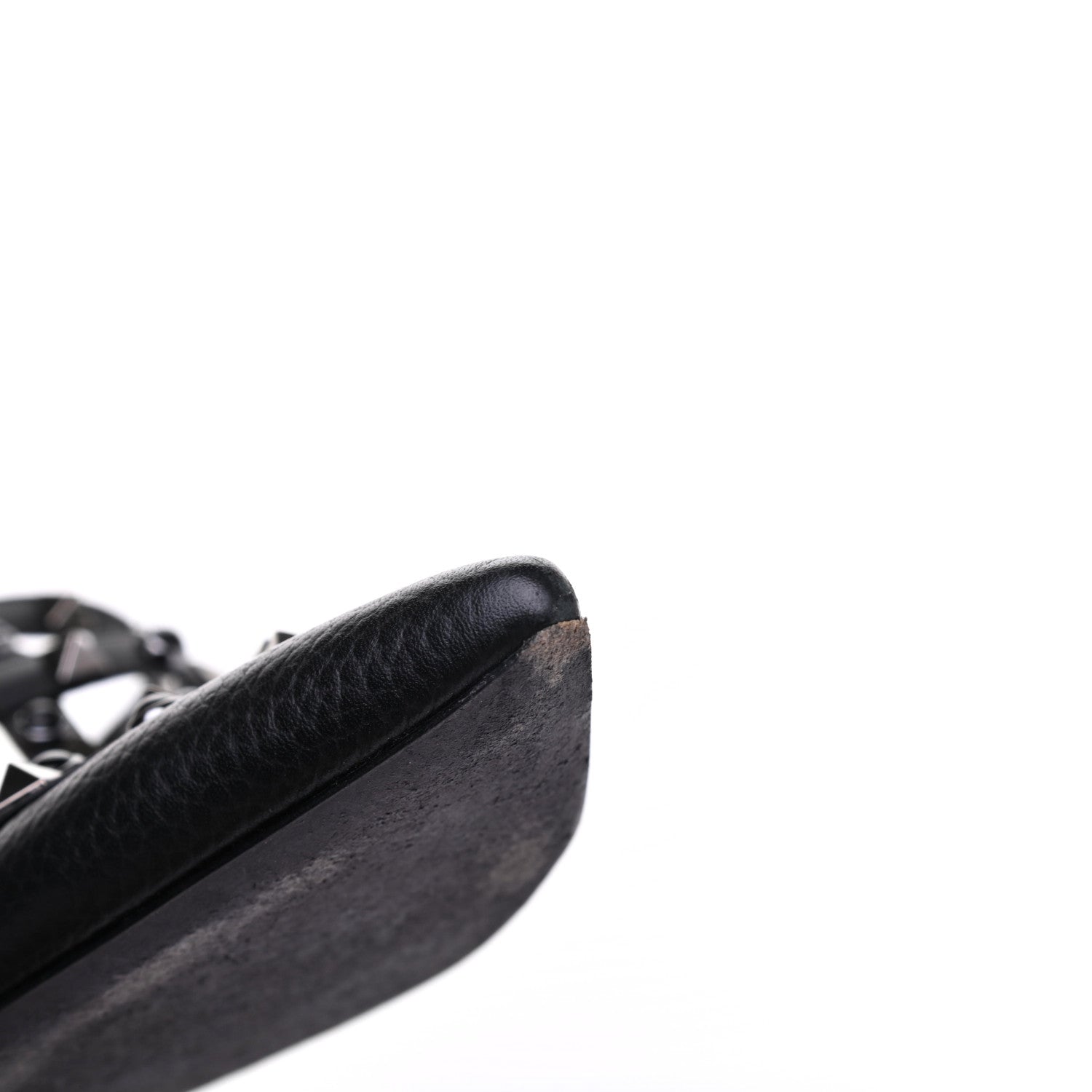 Valentino Garavani Pebbled Calfskin Onyx Rockstud Rolling Cage Ballerina Flats 38 Black 17 of 18