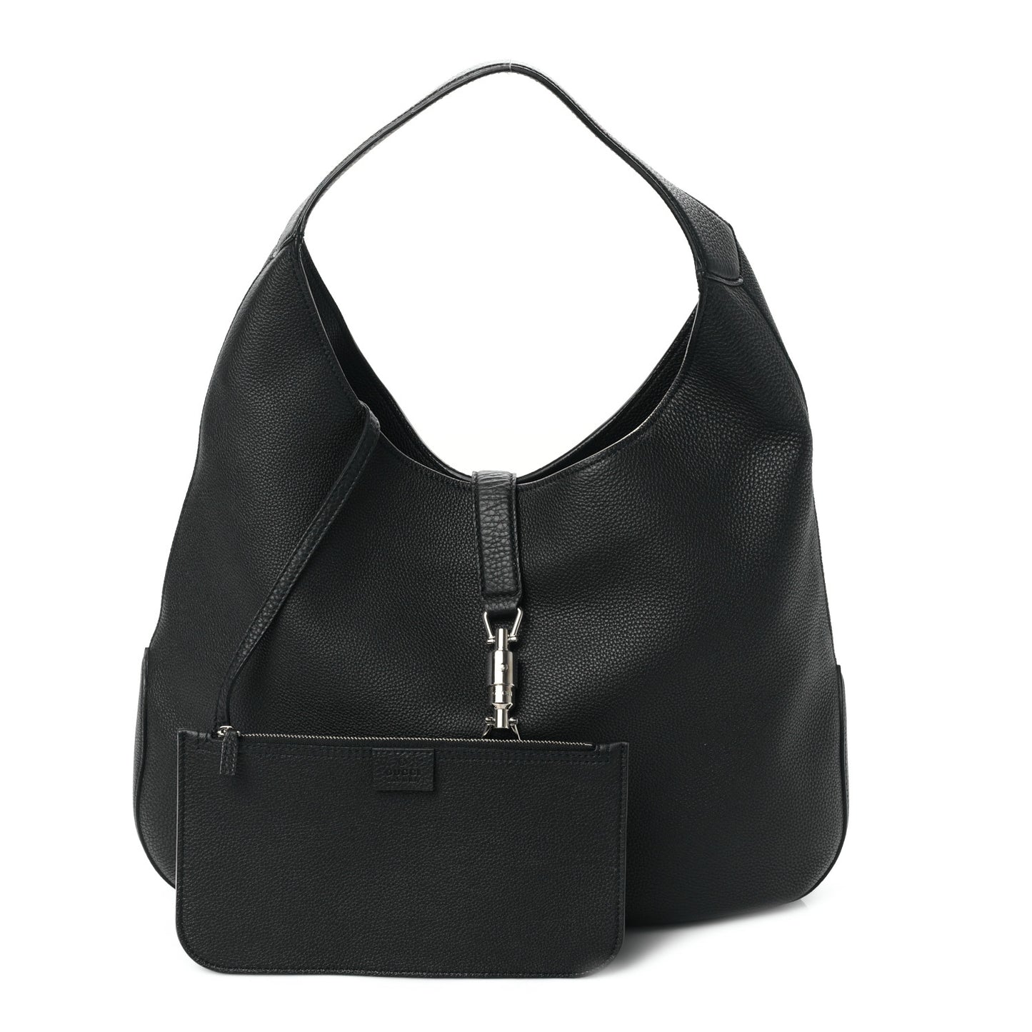 Soft Grained Calfskin Large Jackie Hobo Black