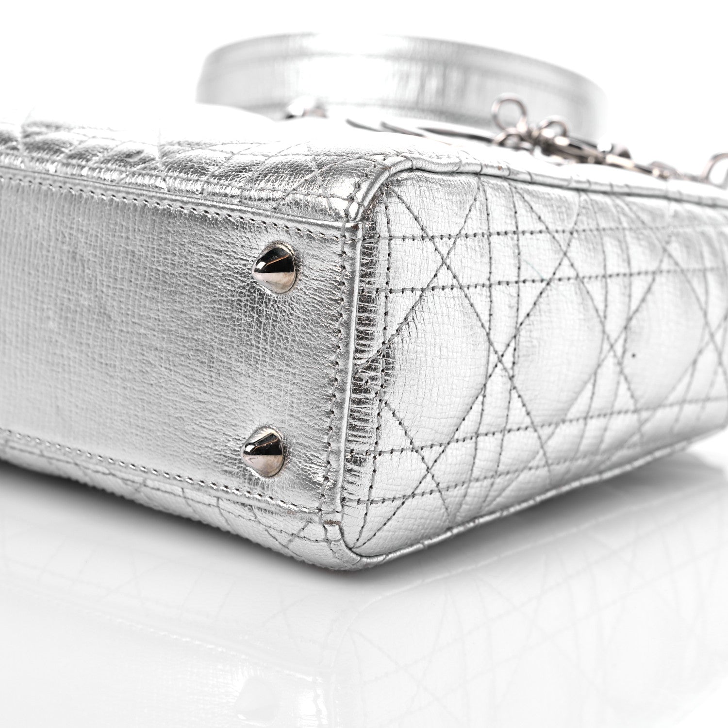 Christian Dior Metallic Grained Calfskin Cannage Small Lucky Badges My Lady Dior Silver 9 of 10