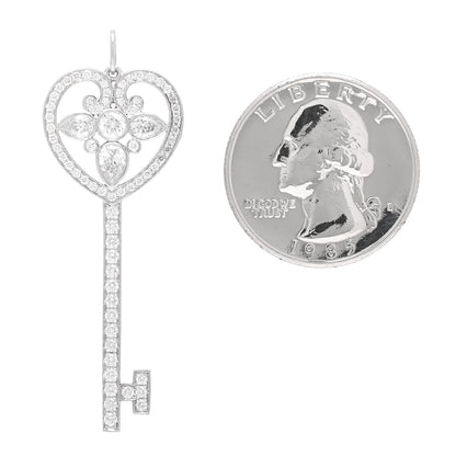 Tiffany Platinum Diamond Ornate Heart Key Pendant 2 of 4