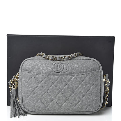 Chanel Iridescent Caviar Flat Quilted Small Coco Tassel Camera Case Grey 11 of 11