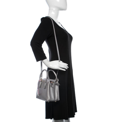 MCM Metallic Grained Calfskin Mini Milla Tote Spike Silver 2 of 15