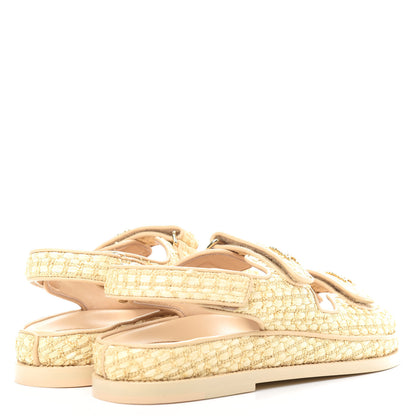 Chanel Braided Fabric Velcro Dad Sandals 38 Beige 4 of 11