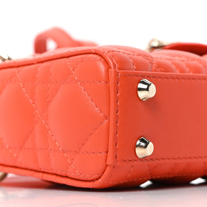 Christian Dior Lambskin Cannage Micro Lady Dior Orange 9 of 10