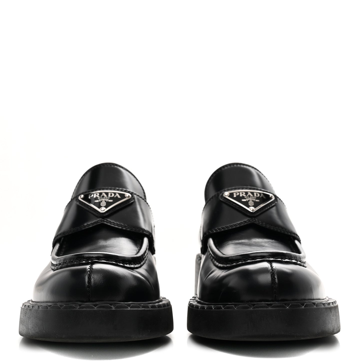 Spazzolato Metal Triangle Logo 50mm Loafers 36 Black