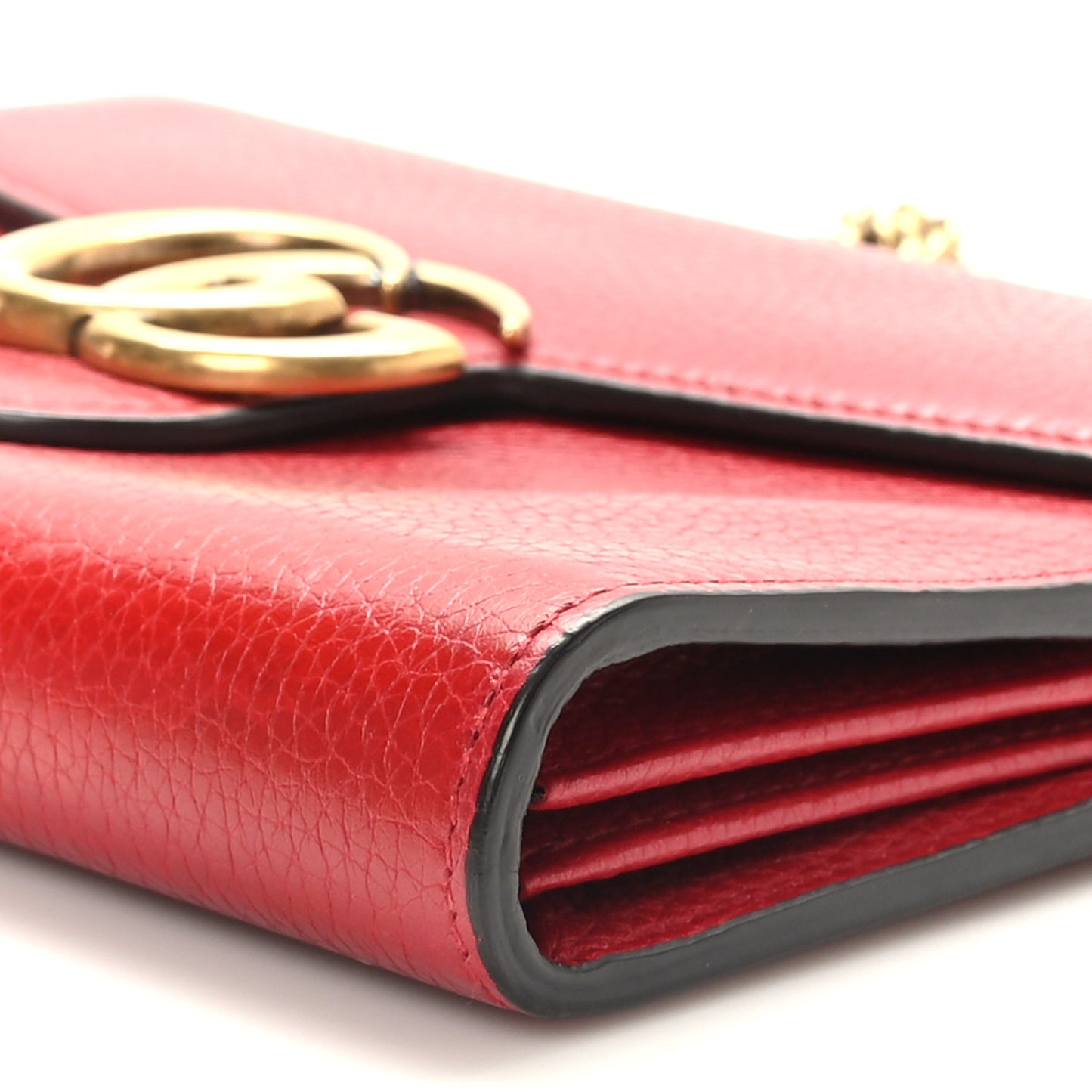 Calfskin GG Marmont Chain Wallet Vulcanic Red
