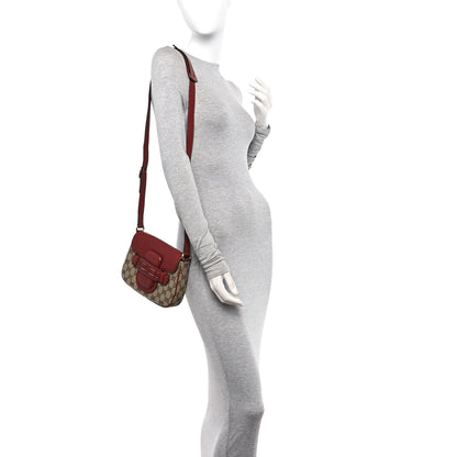 Gucci Monogram Pebbled Calfskin Web Small Dressage Shoulder Bag Red 2 of 12