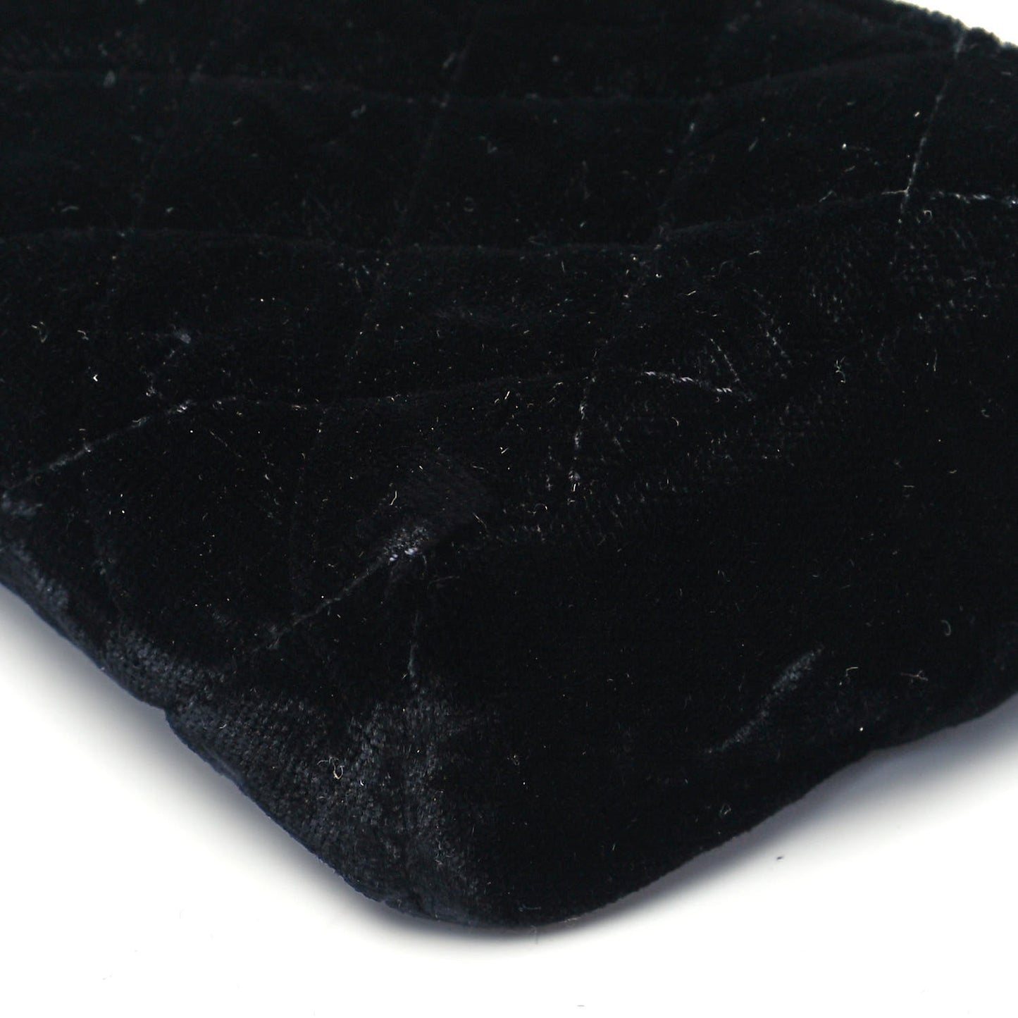 Velvet Quilted Small Clutch With Chain Black