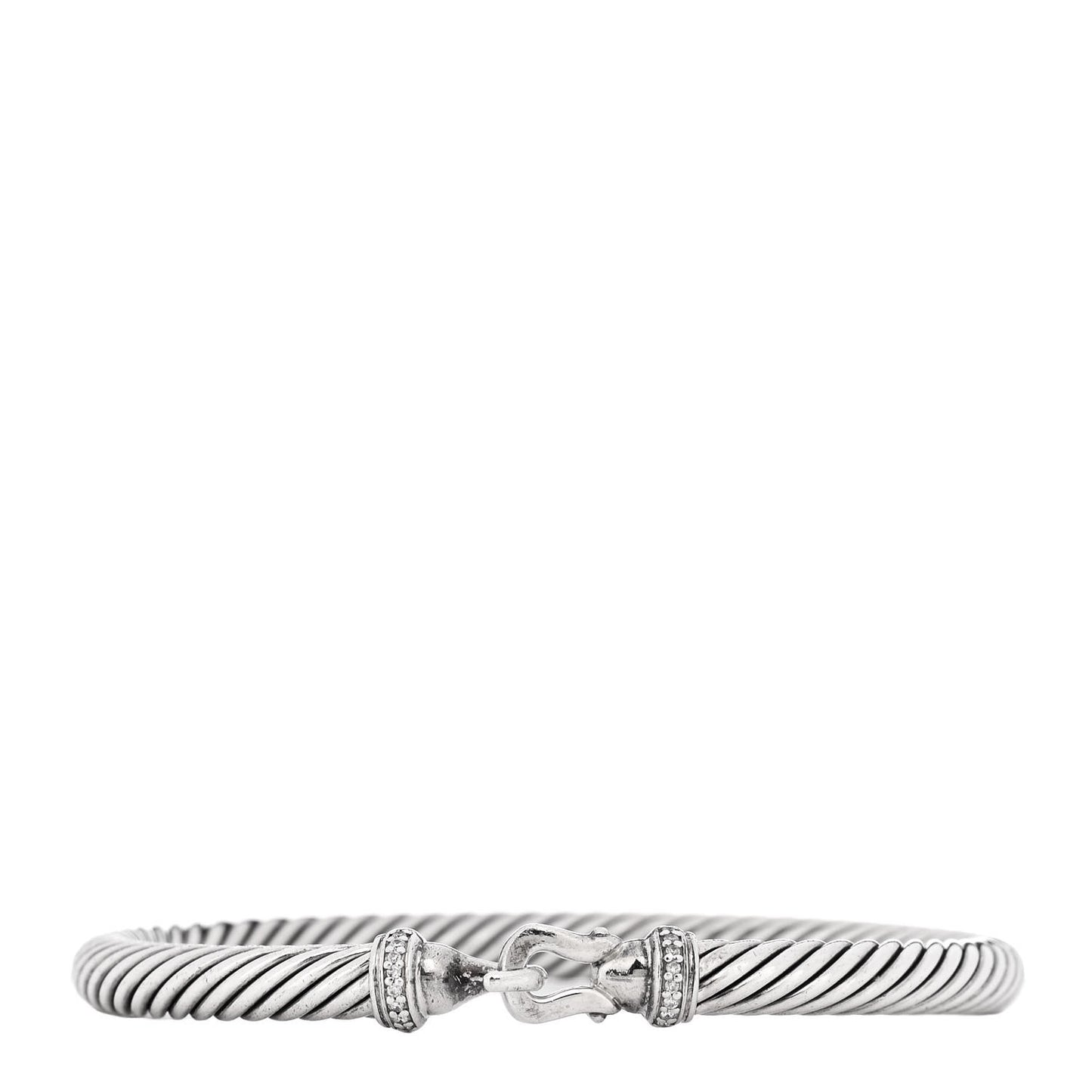 Sterling Silver Diamond 5mm Cable Buckle Bracelet