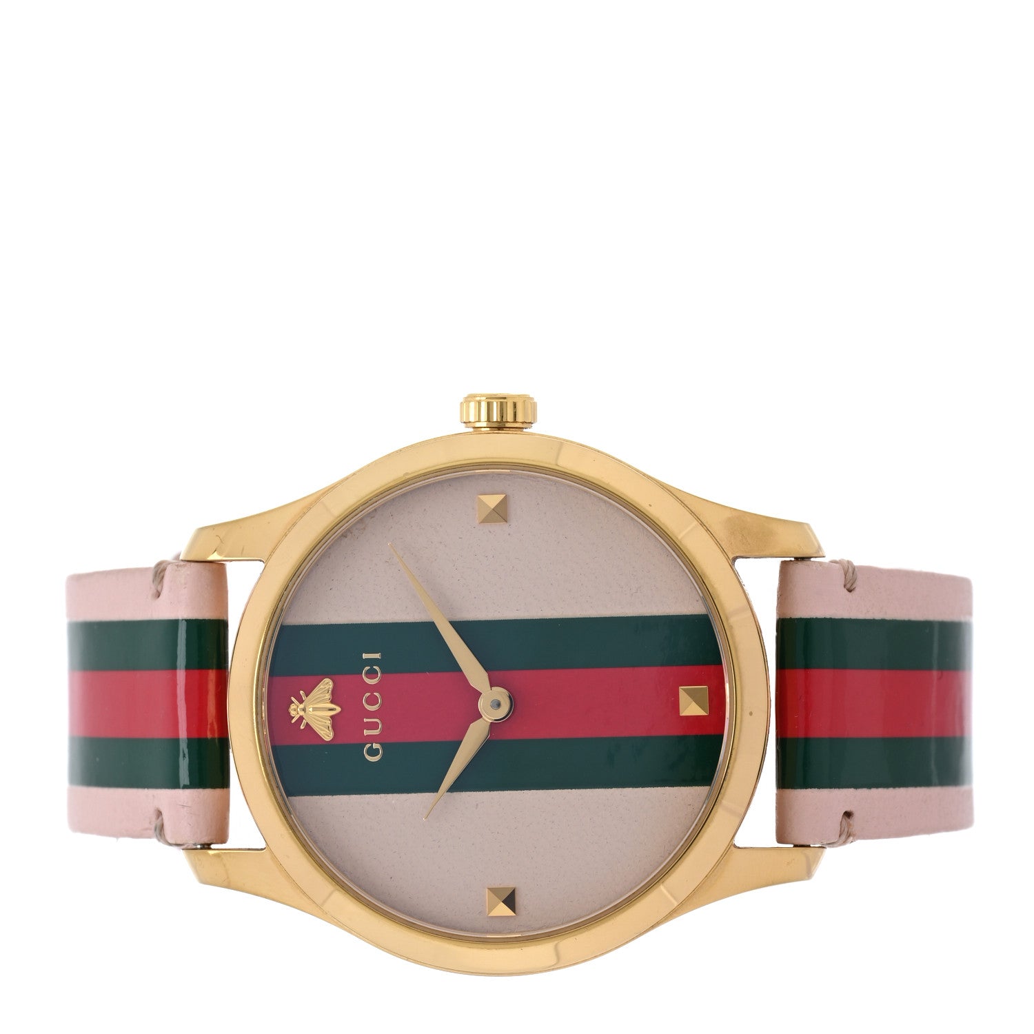 Gucci Stainless Steel Calfskin 38mm G-Timeless Stripe Web Quartz Watch Pink 2 of 6