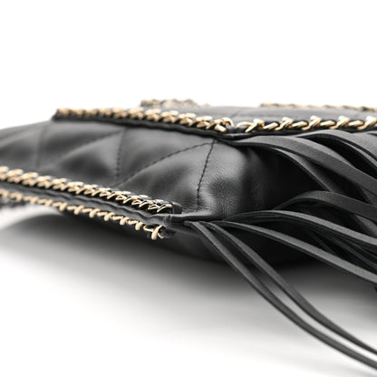 Chanel Calfskin Quilted Fringe Small Shopping Bag Black 9 of 11
