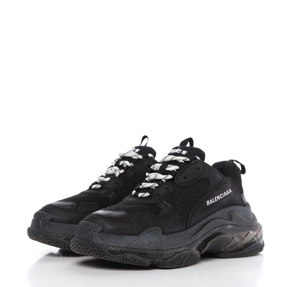 Balenciaga Fabric Mesh Clear Sole Mens Triple S Sneakers 40 Black 3 of 9