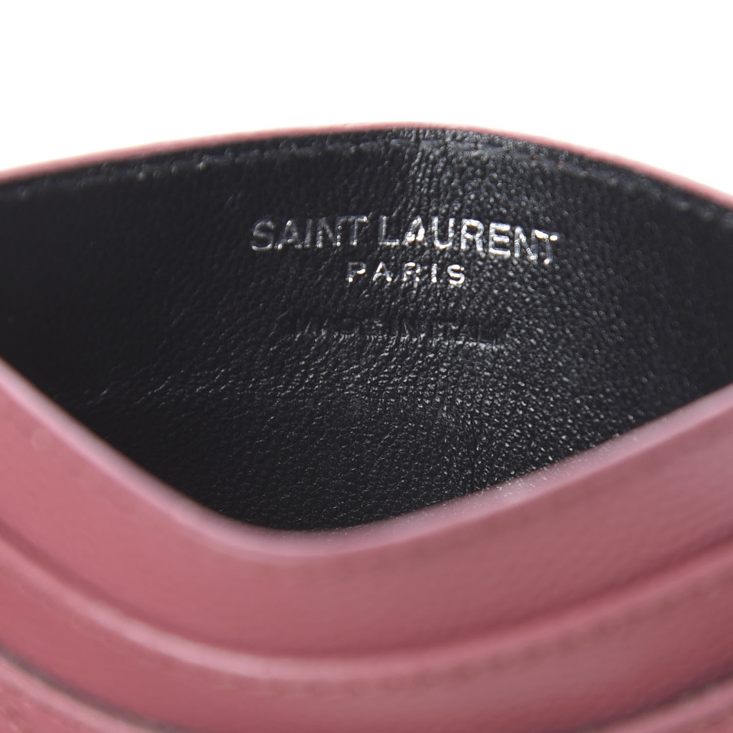 Saint Laurent Grain De Poudre Matelasse Chevron Monogram Credit Card Case Mystic Rose 6 of 12