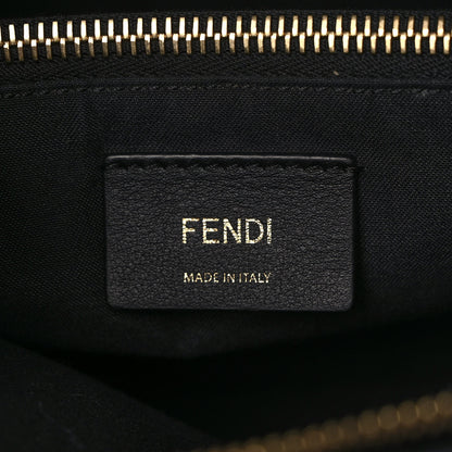 Fendi Canvas Vitello King Logo Embroidered Medium By The Way Boston Bag Grezzo Black 6 of 13