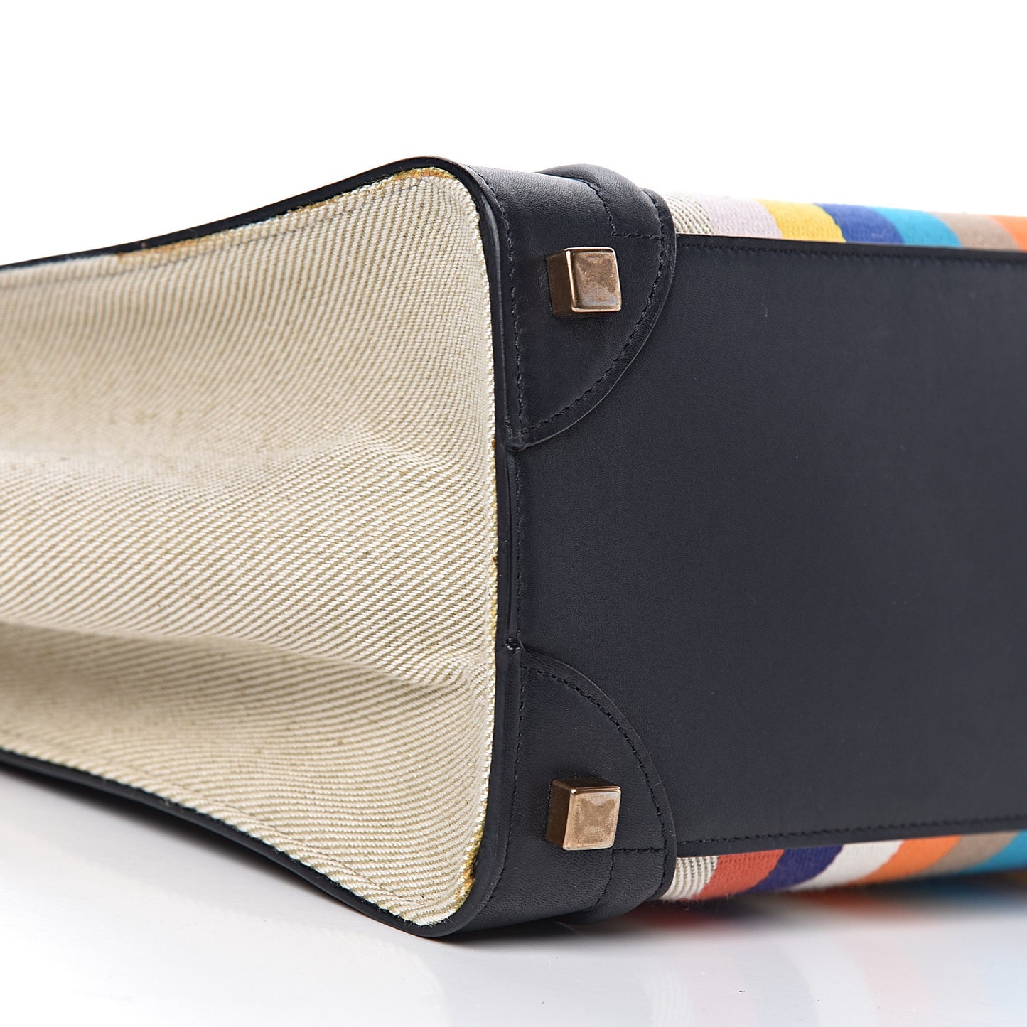 Smooth Calfskin Striped Canvas Micro Luggage Multicolor