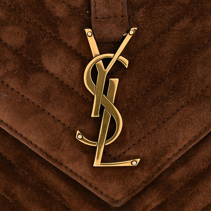 Saint Laurent Suede Matelasse Chevron Monogram Medium College Bag Bark Brown 13 of 13