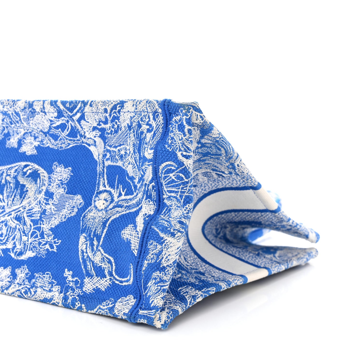 Canvas Embroidered Medium Dioriviera Toile De Jouy Book Tote Fluorescent Blue