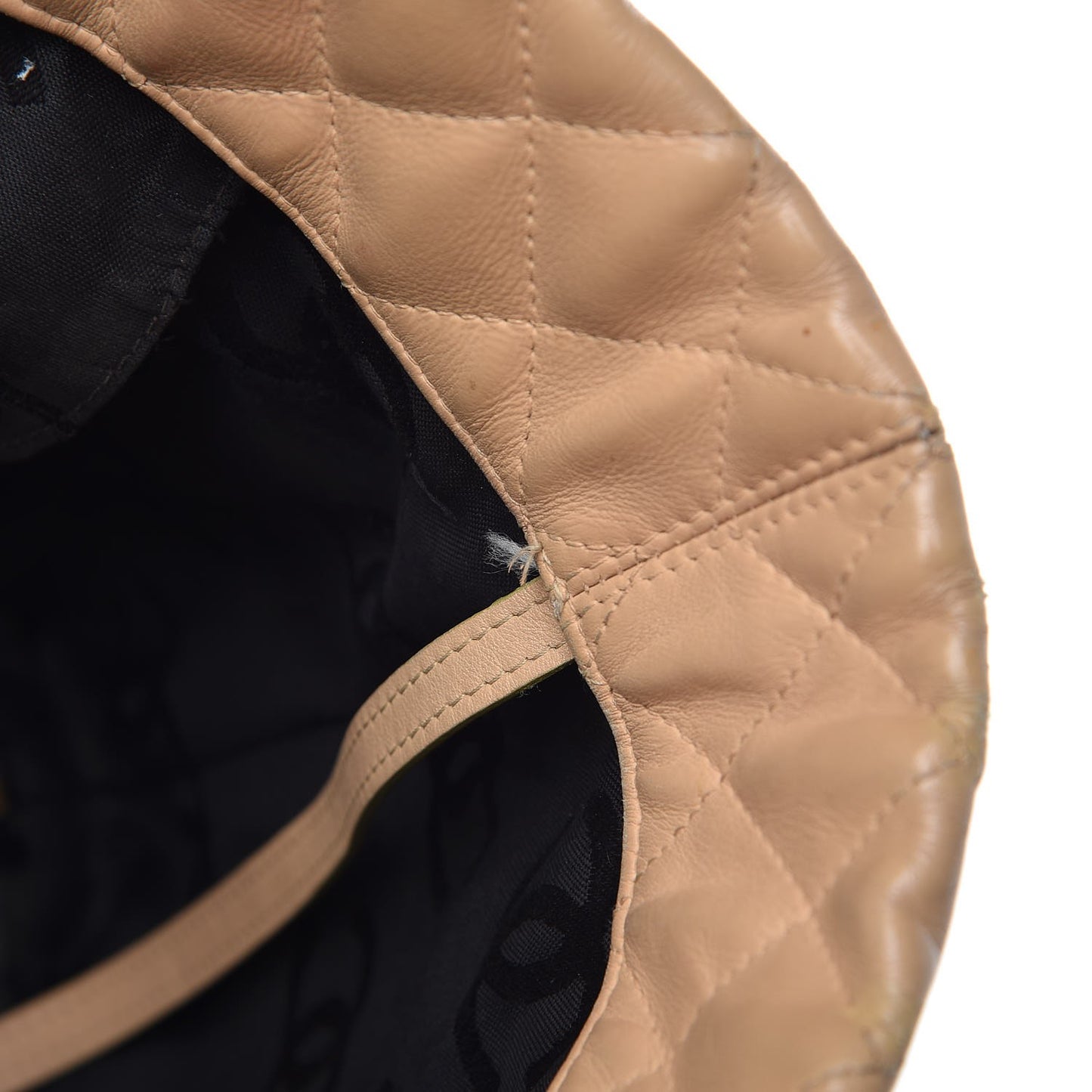 Calfskin Quilted Large Cambon Tote Beige Black