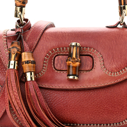 Gucci Calfskin Medium New Bamboo Top Handle Bag Red 8 of 13