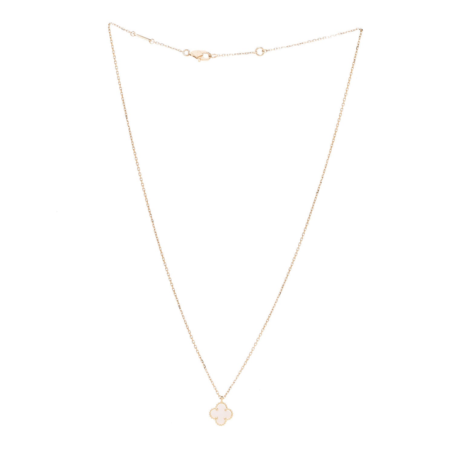 Van Cleef & Arpels 18K Yellow Gold Mother of Pearl Sweet Alhambra Pendant Necklace 3 of 6