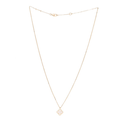 Van Cleef & Arpels 18K Yellow Gold Mother of Pearl Sweet Alhambra Pendant Necklace 3 of 6