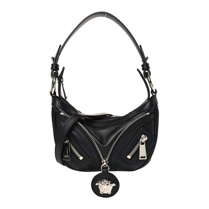 Versace Calfskin Mini Repeat Zip Hobo Black 1 of 8