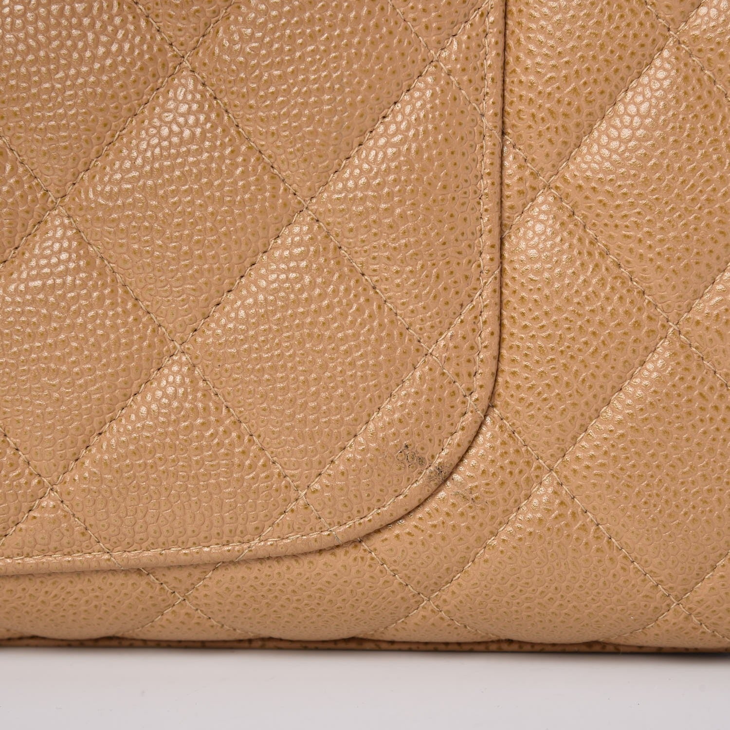 Chanel Caviar Quilted Large Bowler Bag Beige 12 of 15