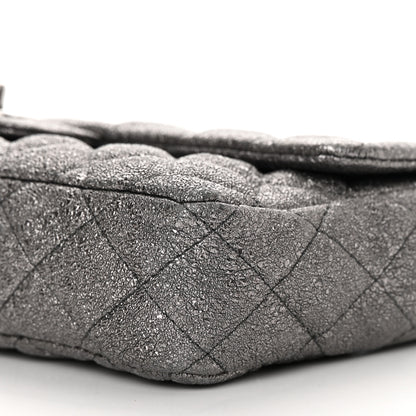Chanel Metallic Crackled Calfskin Quilted East West Flap Dark Silver 10 of 10