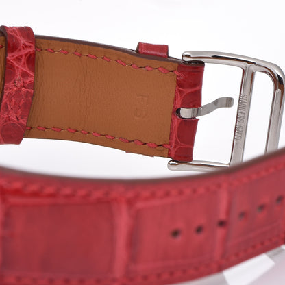 Hermes Stainless Steel Alligator Mother of Pearl 38mm Arceau Petite Lune Automatic Watch Braise 8 of 9