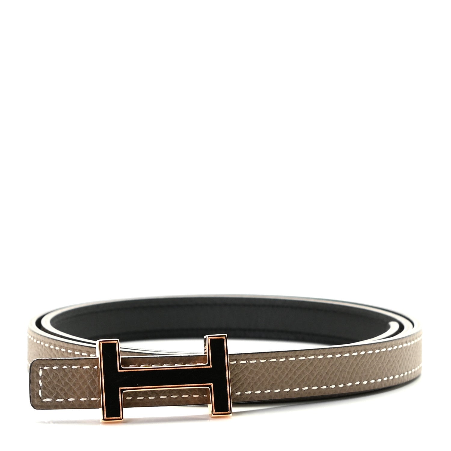 Hermes Epsom Swift 13mm Focus Belt 70 Etoupe Black 1 of 4