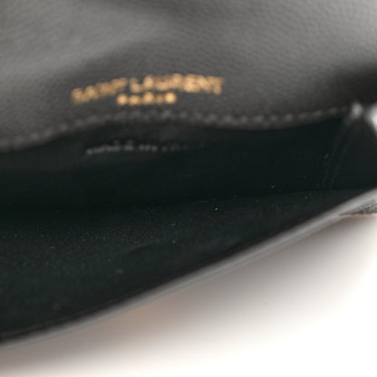 Saint Laurent Grain De Poudre Uptown Monogram Card Case Black 5 of 7