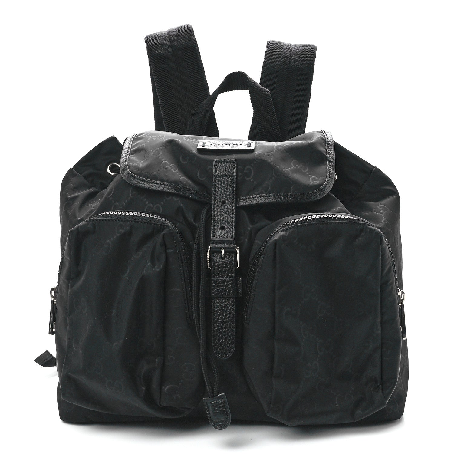 Gucci Nylon Monogram Medium Light Single Buckle Backpack Black 1 of 12