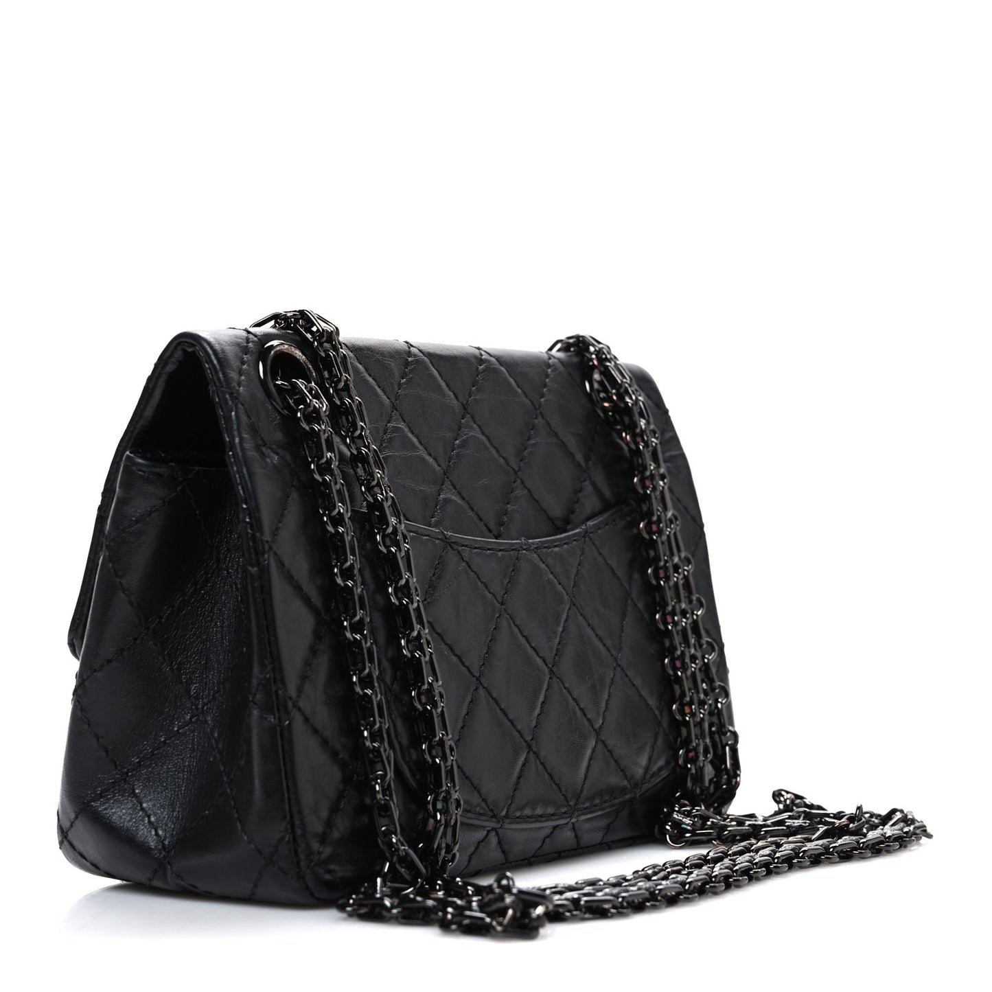Aged Calfskin Quilted 2.55 Reissue Mini Flap So Black