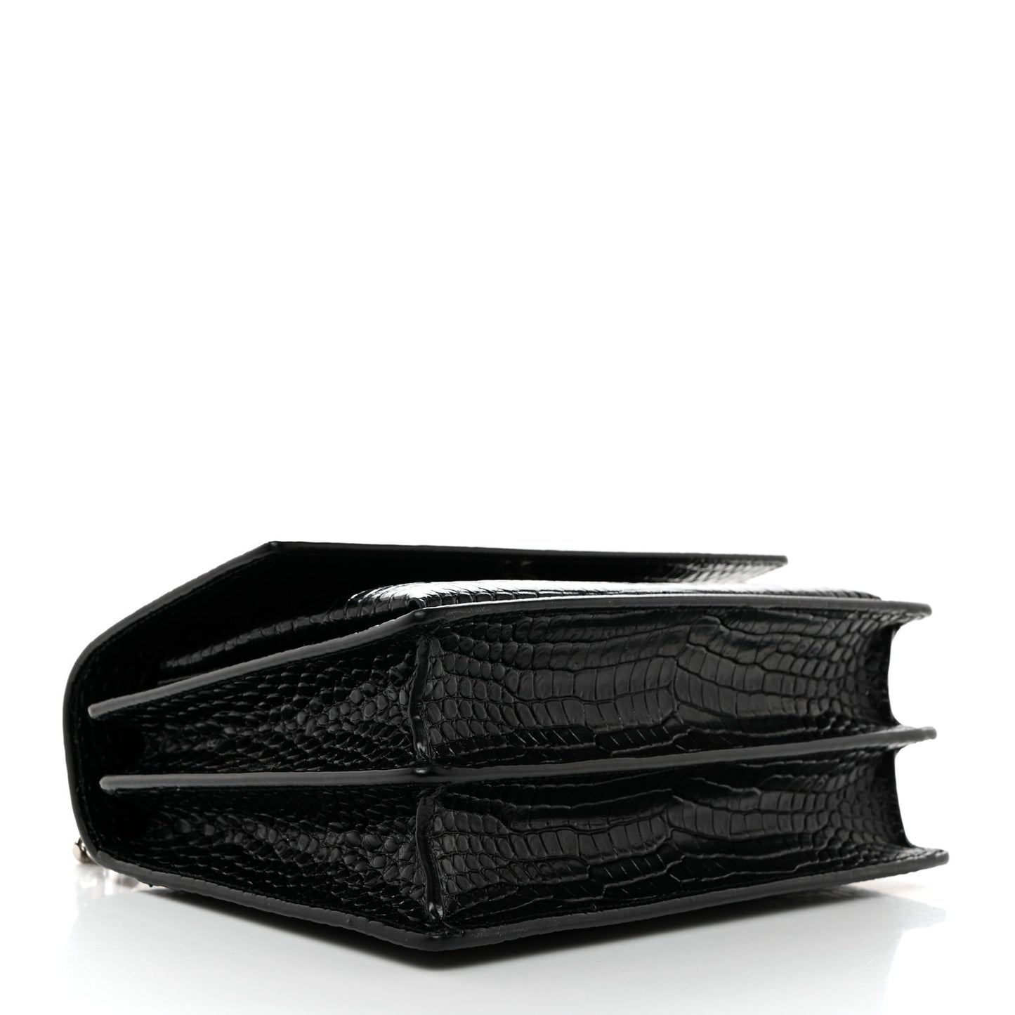 Calfskin Crocodile Embossed Medium Monogram Sunset Black