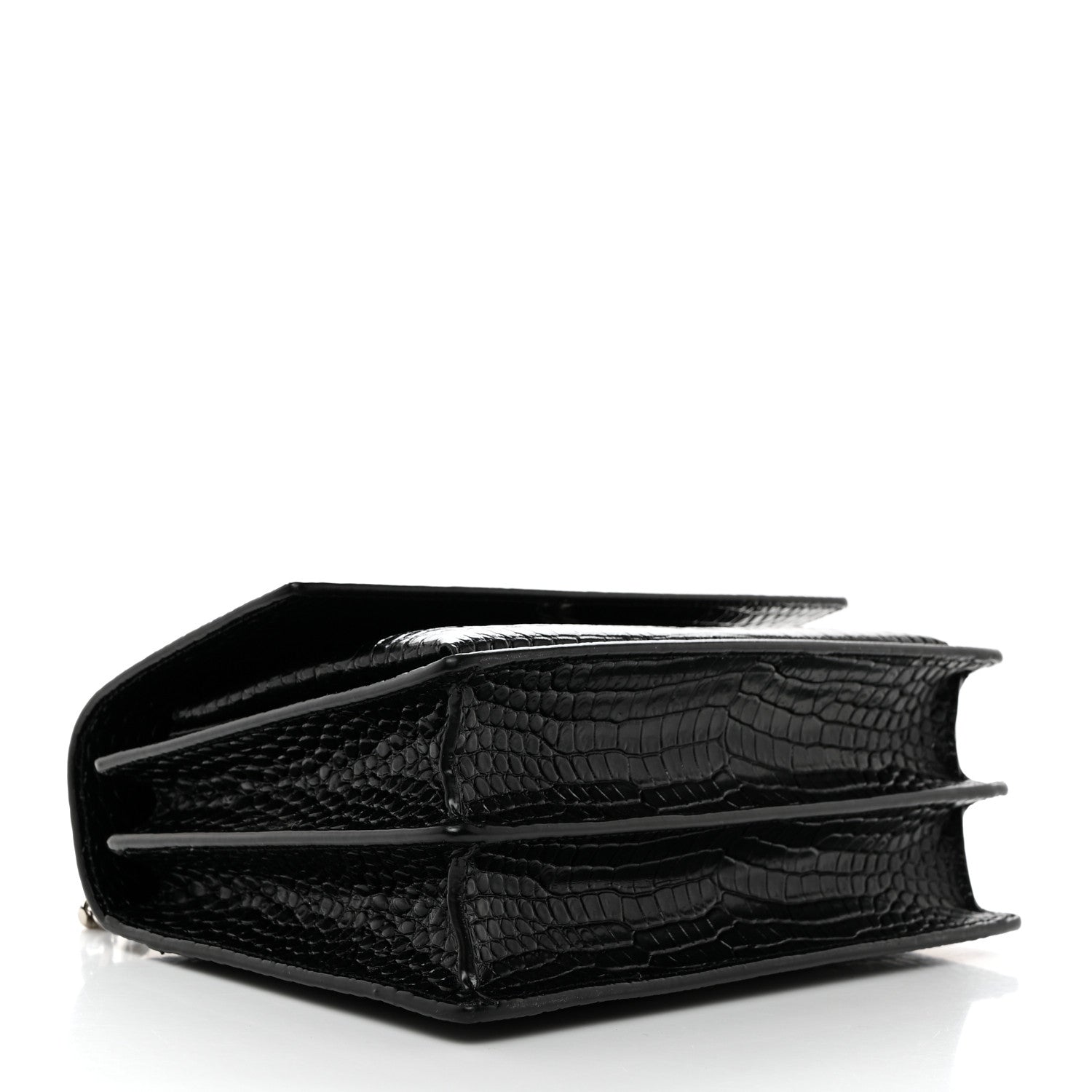 Saint Laurent Calfskin Crocodile Embossed Medium Monogram Sunset Black 4 of 12