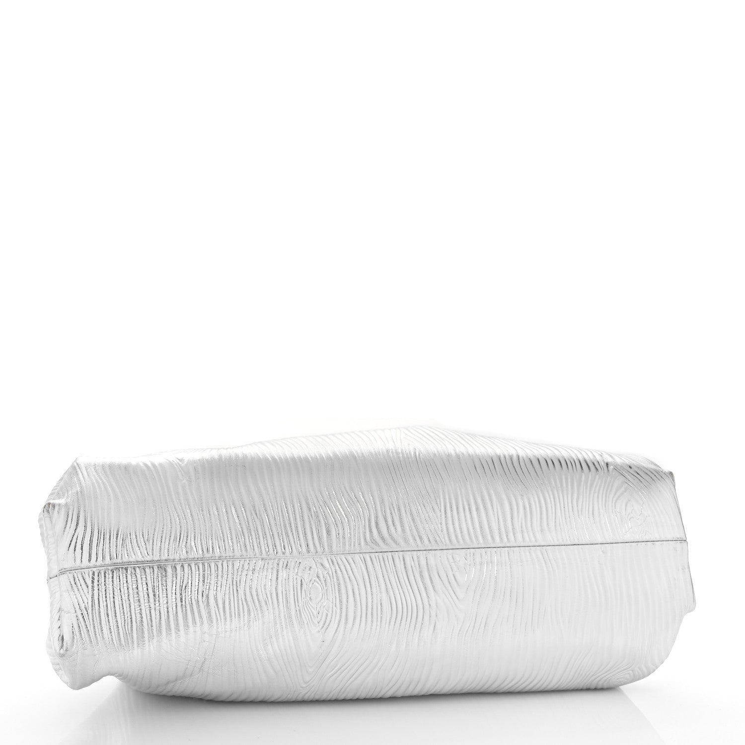 Bottega Veneta Metallic Bark Calfskin Embossed The Pouch Oversized Clutch Silver 4 of 10