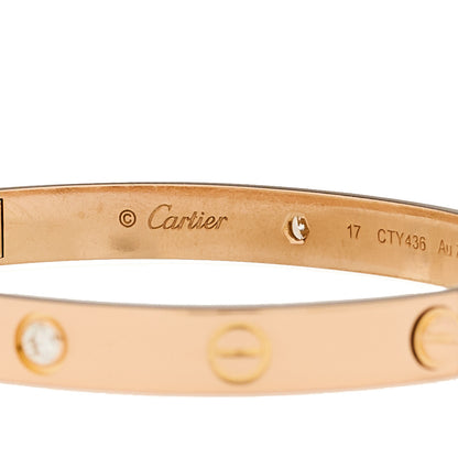 Cartier 18K Pink Gold 4 Diamond LOVE Bracelet 17 4 of 6