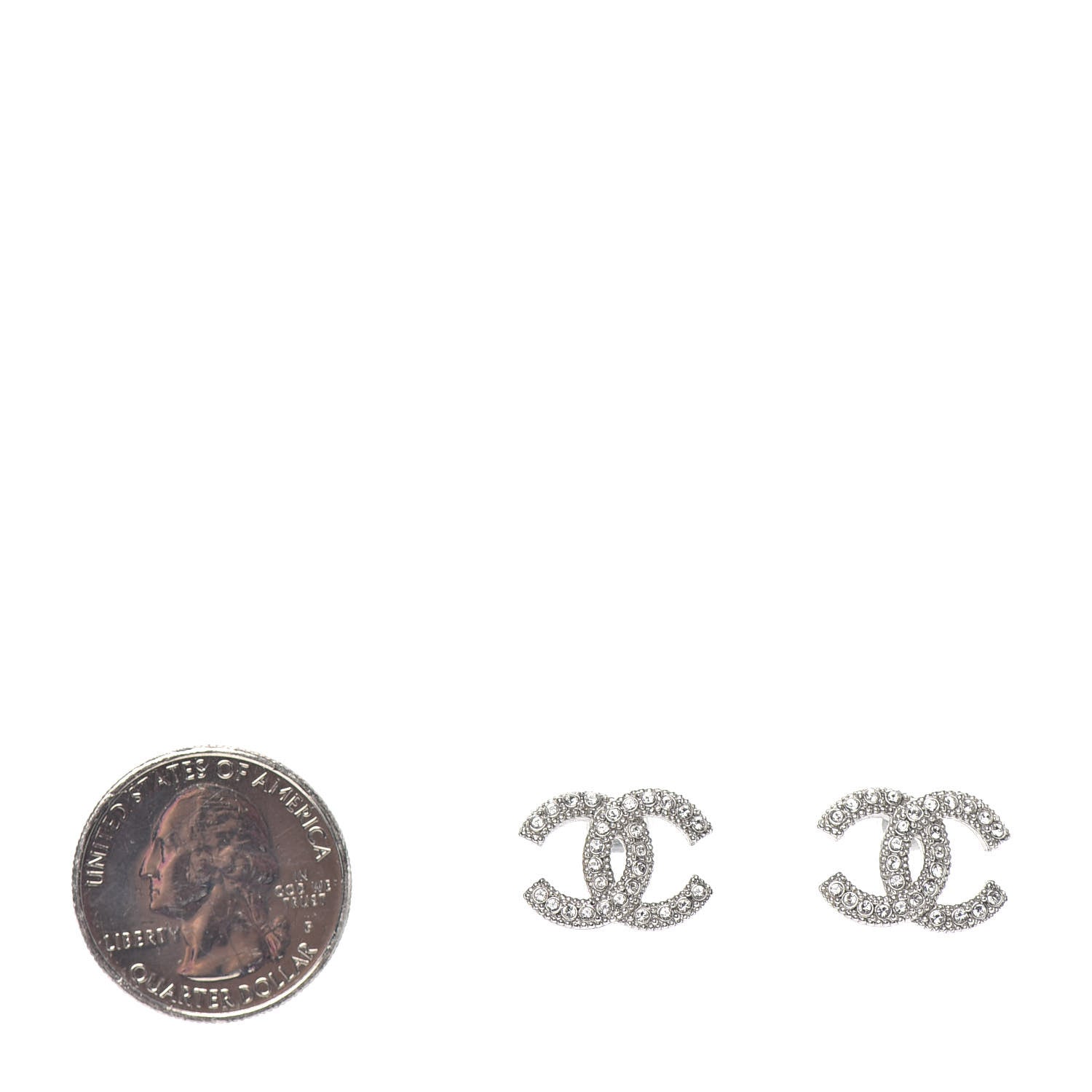 Chanel Crystal CC Earrings Silver 2 of 4