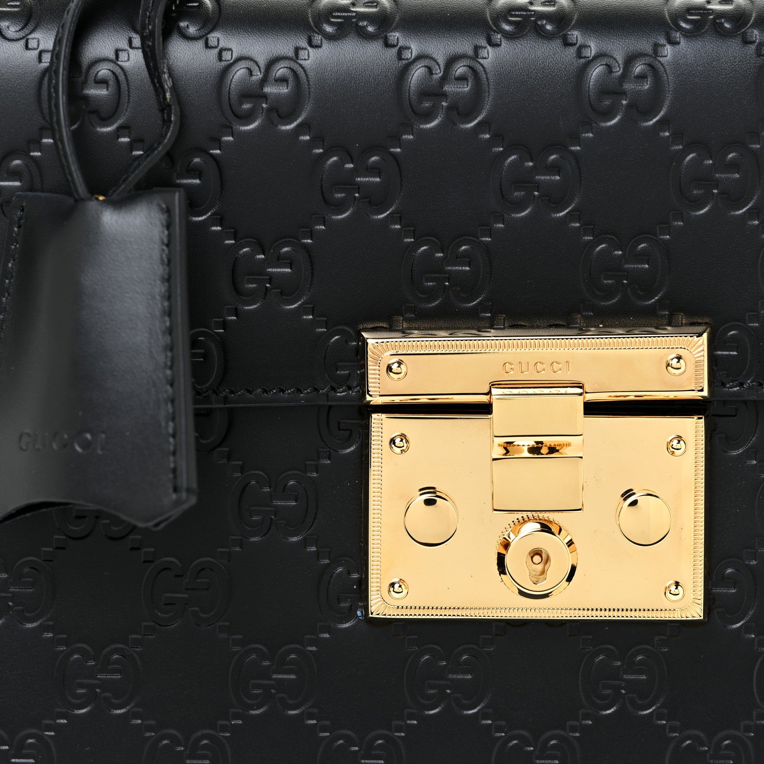 Gucci Guccissima Signature Small Padlock Top Handle Bag Black 8 of 13