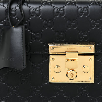 Gucci Guccissima Signature Small Padlock Top Handle Bag Black 8 of 13