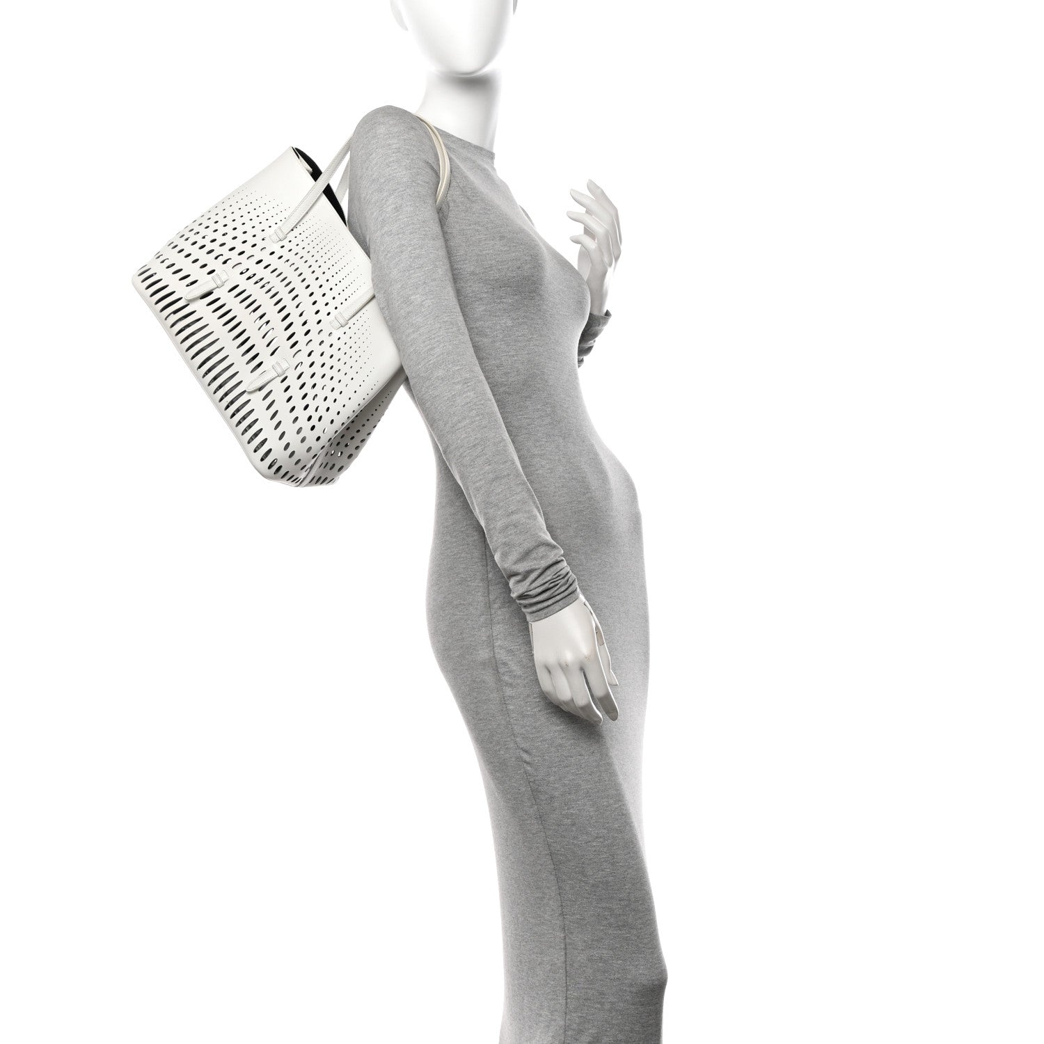 Alaia Calfskin Laser Cut Mina 32 Bag White 2 of 12