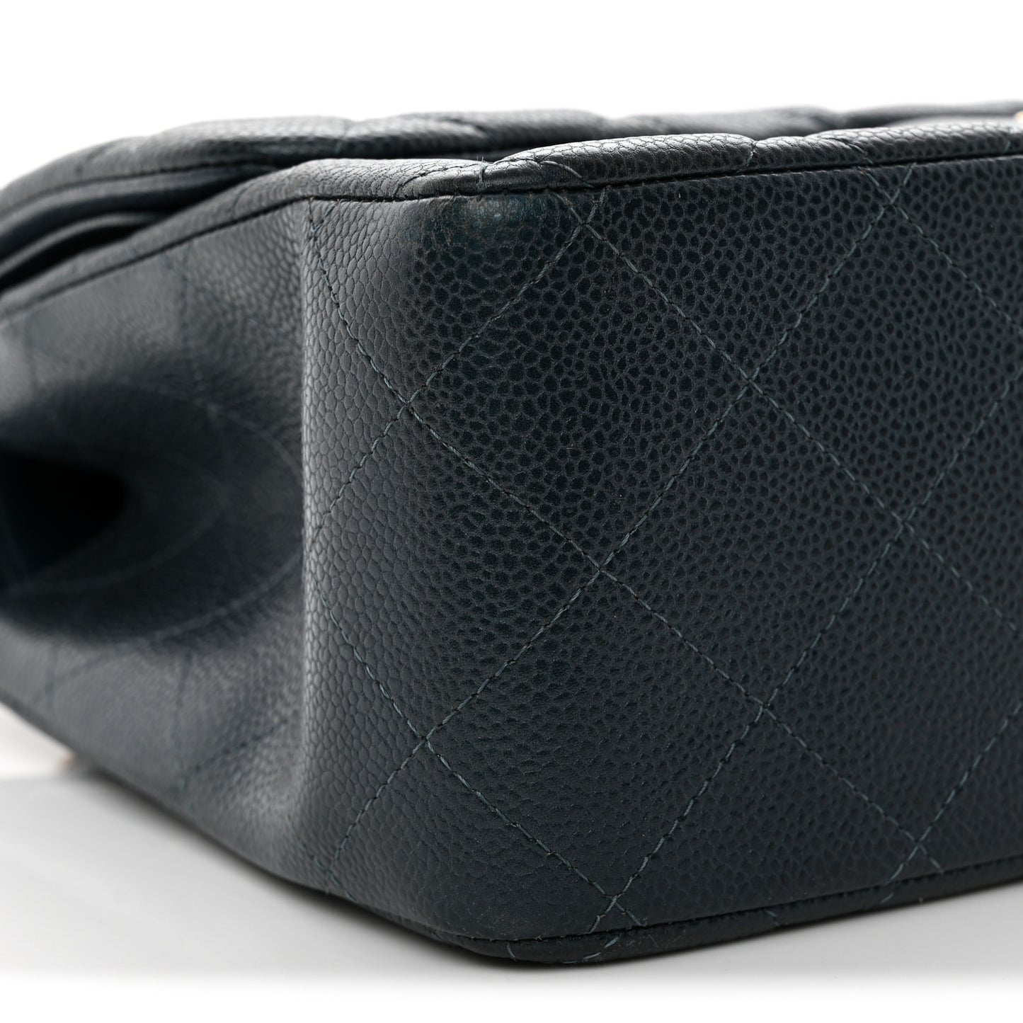 Metallic Caviar Quilted Jumbo Double Flap Dark Blue